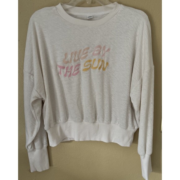 Old Navy Tops - Old Navy Live By The Sun Crop Sweatshirt Medium Lightweight Terrycloth Pullover